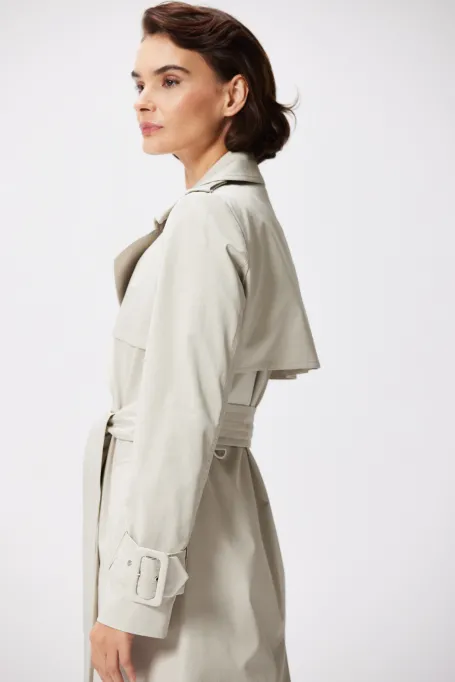 Langer Baumwoll-Trenchcoat mit Gürtel