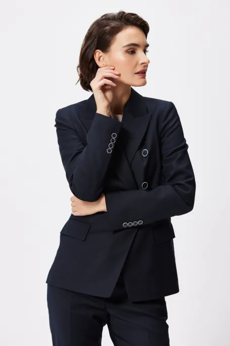 Marineblauer zweireihiger Blazer für Anzug Sophie