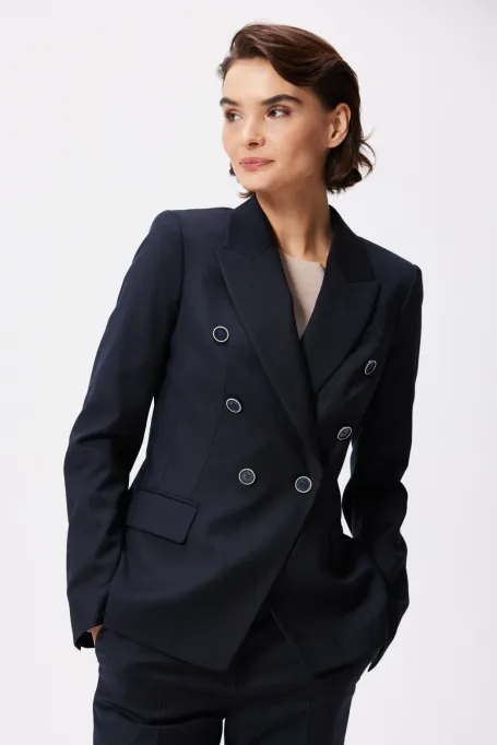 Marineblauer zweireihiger Blazer für Anzug Sophie