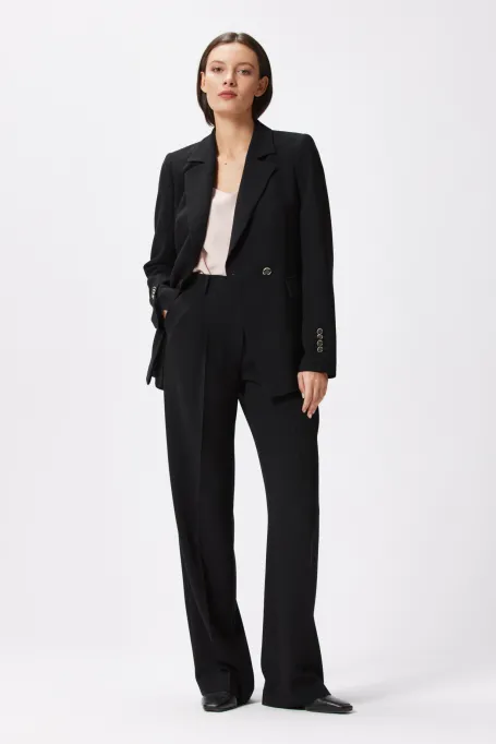 Schwarze, weite Anzughose