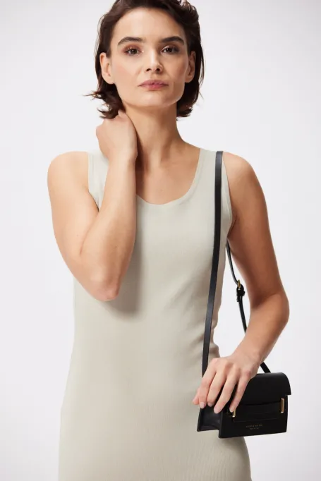 Beige Midi-Kleid ohne Ärmel