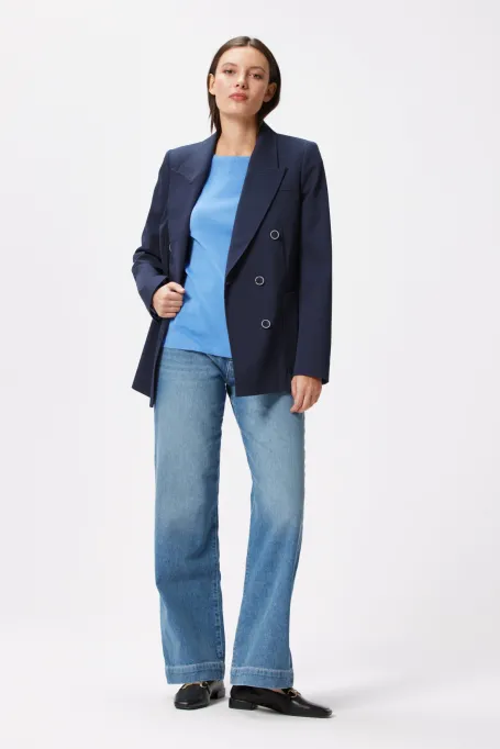 Marineblauer Baumwollblazer zum Anzug