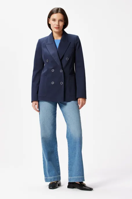 Marineblauer Baumwollblazer zum Anzug