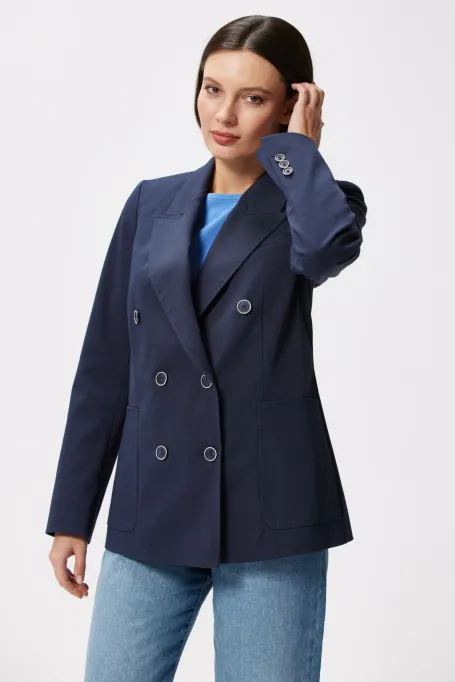 Marineblauer Baumwollblazer zum Anzug