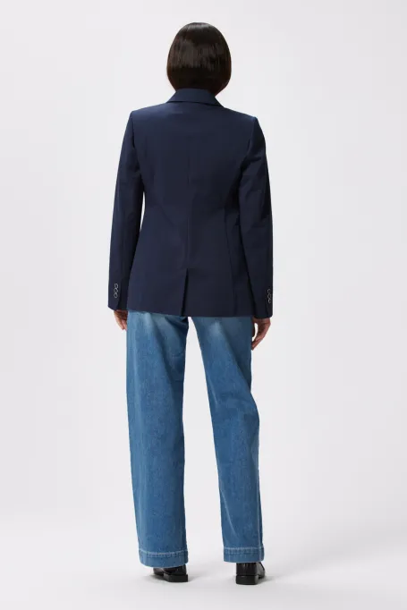 Marineblauer Baumwollblazer zum Anzug