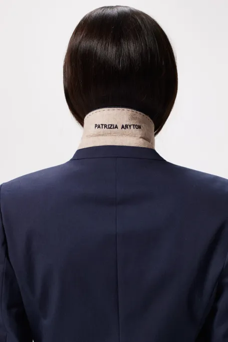 Marineblauer Baumwollblazer zum Anzug