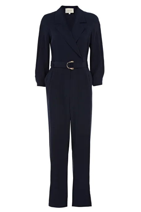 Dunkelblauer Jumpsuit mit Gürtel