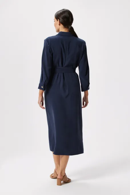 Marineblaue Wickelkleid