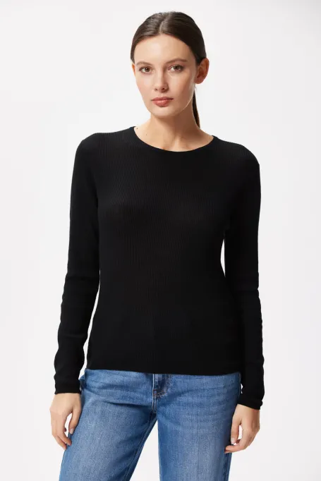 Schwarze Bluse aus Merinowolle