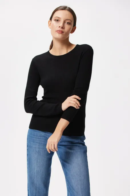 Schwarze Bluse aus Merinowolle