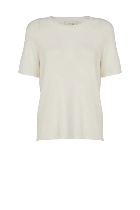 Weiße Bluse aus Leinen und Seide