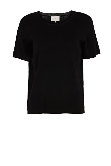 Schwarze Bluse aus Leinen und Seide