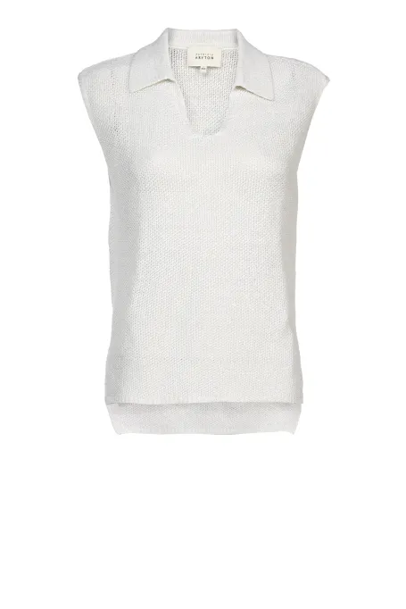 Leinenbluse mit silbernem Faden