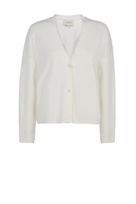 Weißer kurzer Cardigan mit Seide