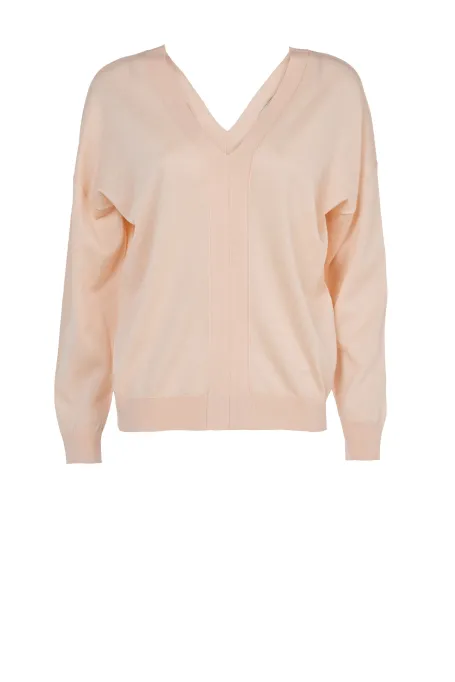 Bluse mit V-Ausschnitt beige