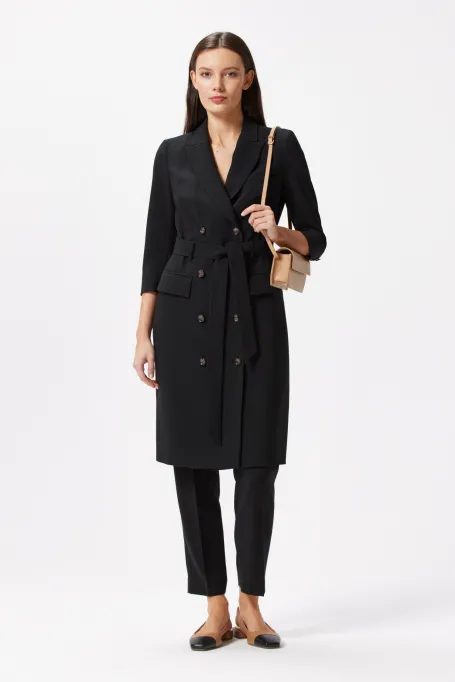 Schwarzes, doppelreihiges Businesskleid Elise