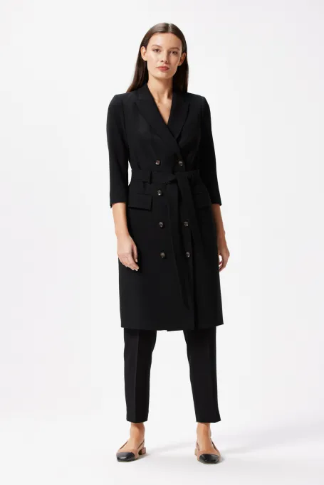 Schwarzes, doppelreihiges Businesskleid Elise