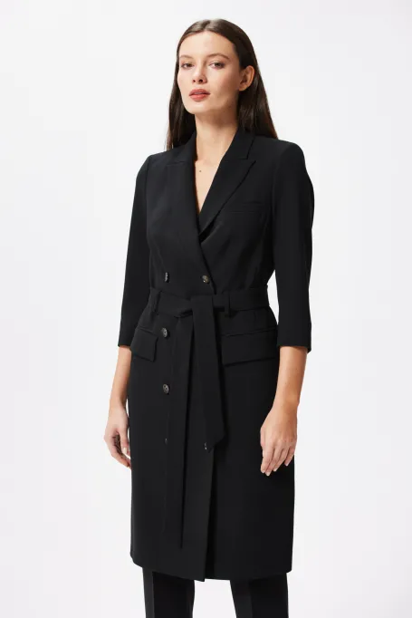 Schwarzes, doppelreihiges Businesskleid Elise