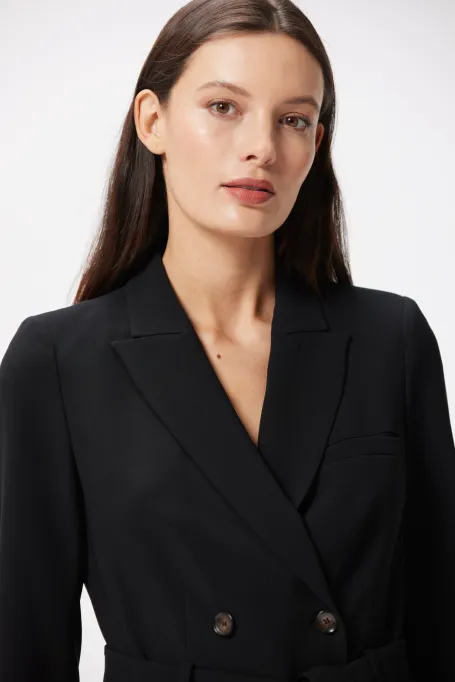 Schwarzes, doppelreihiges Businesskleid Elise