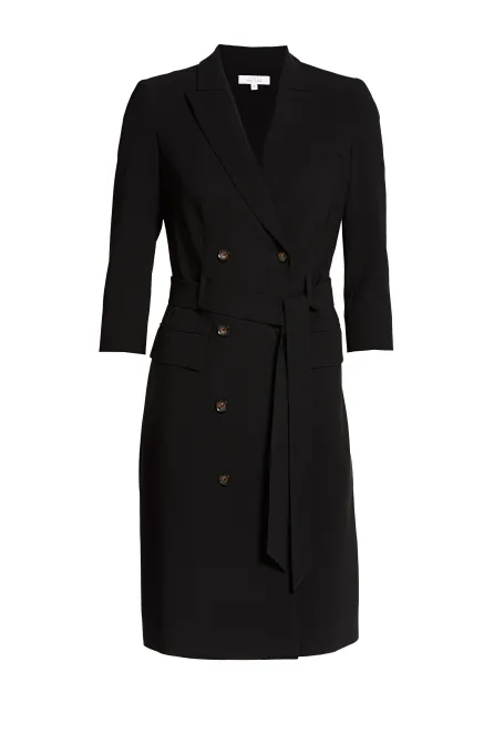 Schwarzes, doppelreihiges Businesskleid Elise