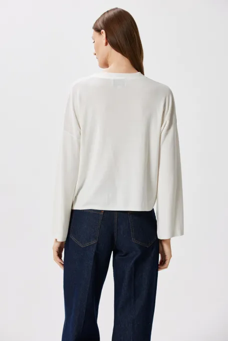 Weißer kurzer Cardigan mit Seide