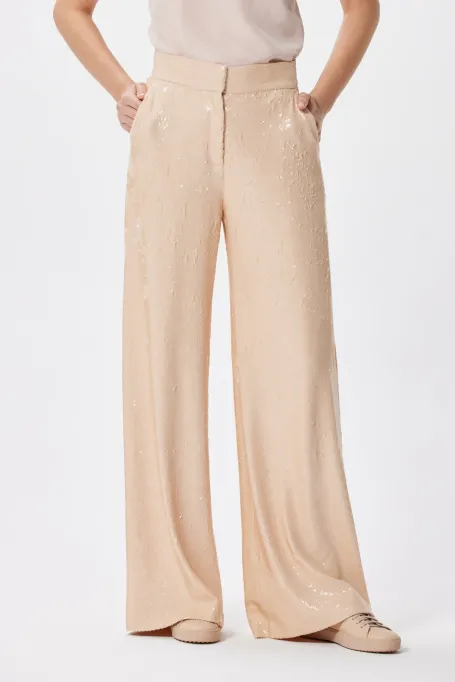 Weite paillettenhose zum Anzug