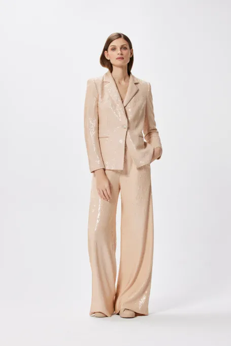 Weite paillettenhose zum Anzug