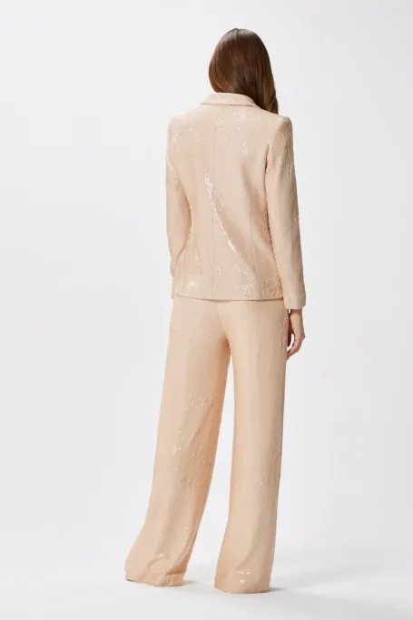 Weite paillettenhose zum Anzug