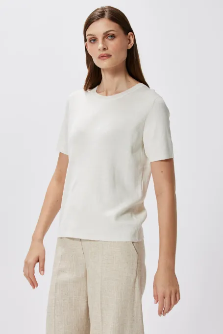 Weiße Bluse aus Leinen und Seide