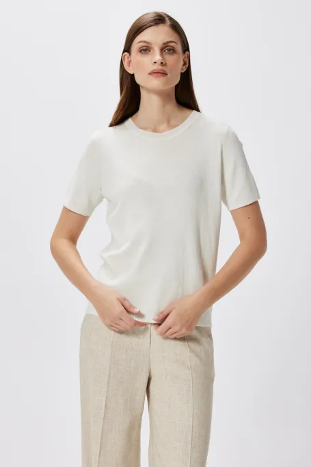 Weiße Bluse aus Leinen und Seide