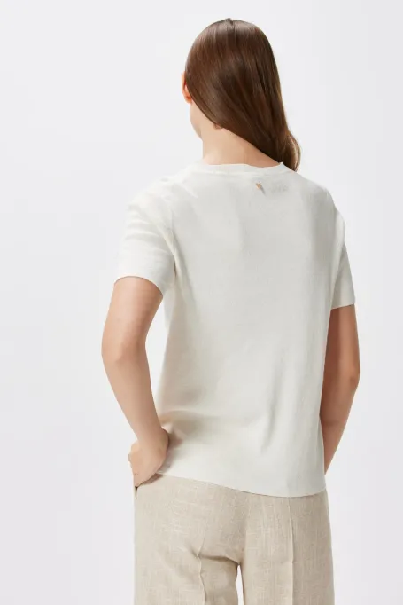 Weiße Bluse aus Leinen und Seide