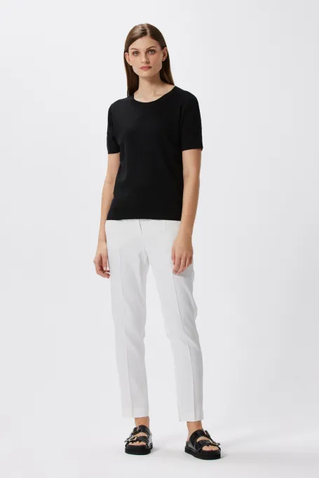 Schwarze Bluse aus Leinen und Seide