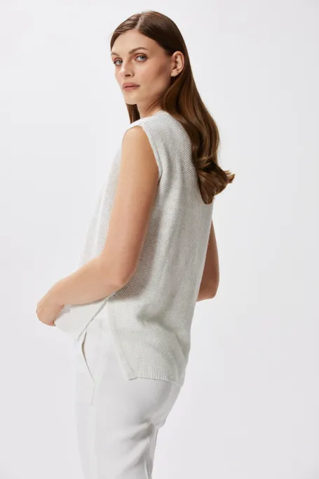 Leinenbluse mit silbernem Faden