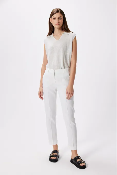 Leinenbluse mit silbernem Faden