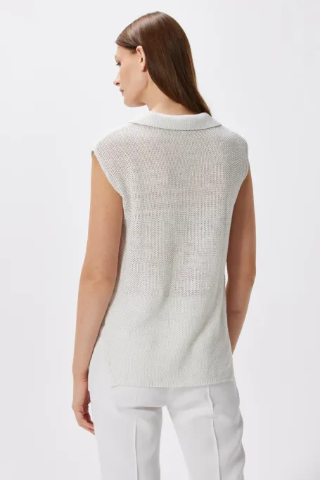 Leinenbluse mit silbernem Faden