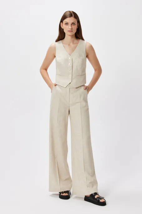 Beige Leinenweste zum Anzug