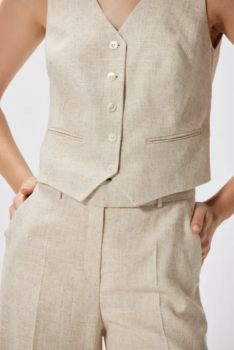 Beige Leinenweste zum Anzug