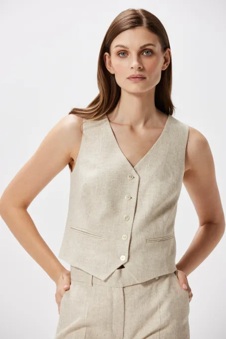Beige Leinenweste zum Anzug