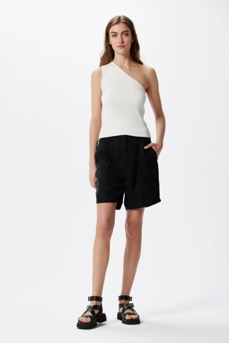 Weißes One-Shoulder-Top mit Kaschmir