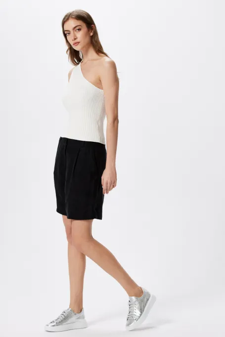 Weißes One-Shoulder-Top mit Kaschmir