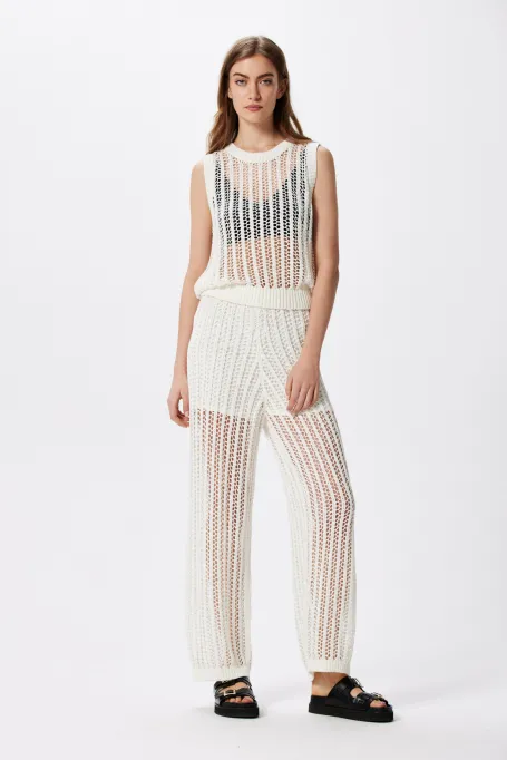 Ajourige beige Hose