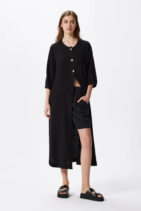 Schwarze lockere Baumwolltunika