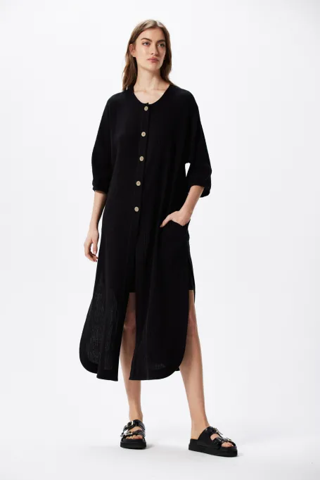 Schwarze lockere Baumwolltunika