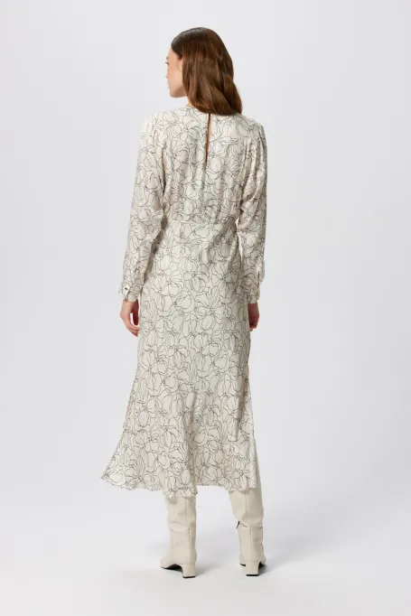 Weißes Kleid mit linearem Muster