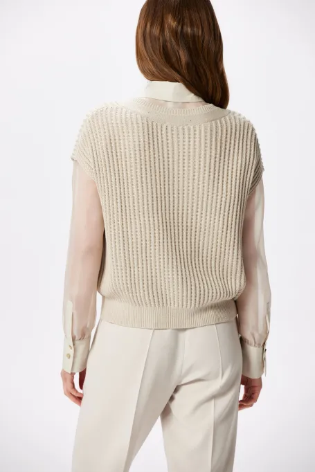 Locker sitzende Bluse mit Seide Ausschnitt V