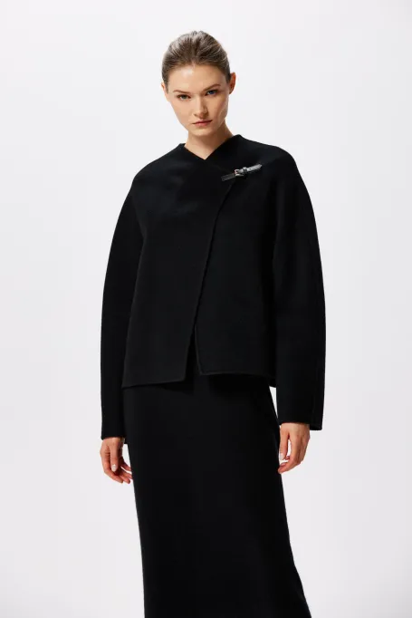 Kurze schwarze Doubleface-Wolljacke