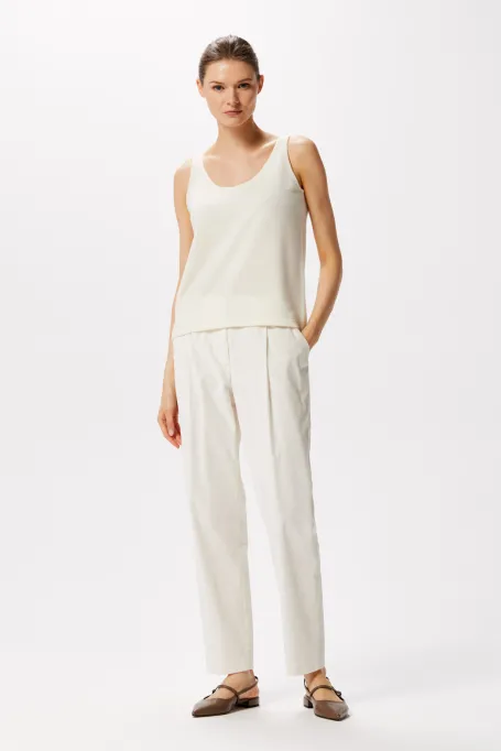 Weißes Top mit Kaschmir und Merinowolle