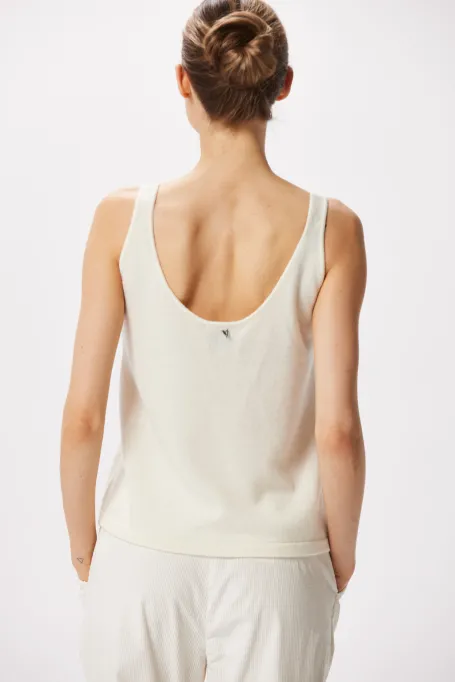 Weißes Top mit Kaschmir und Merinowolle