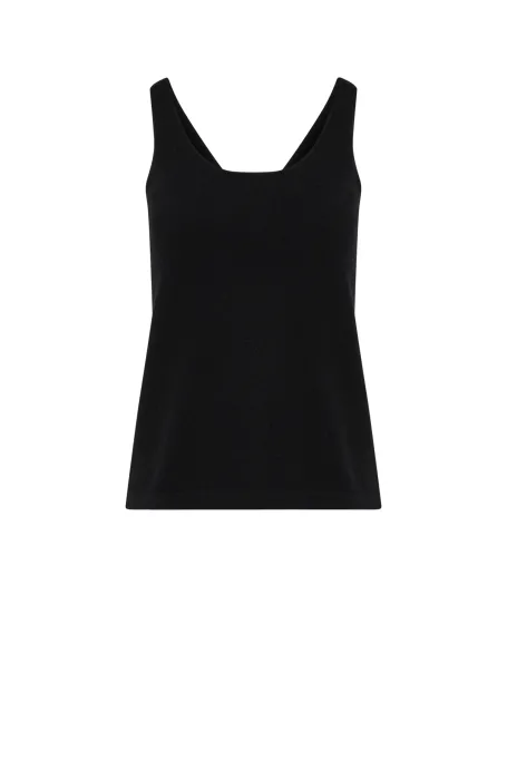 Schwarzes Top mit Kaschmir und Merinowolle