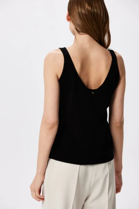 Schwarzes Top mit Kaschmir und Merinowolle
